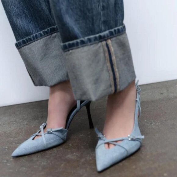 ZARA HEELED DENIM SHOES - Picture 1 of 6